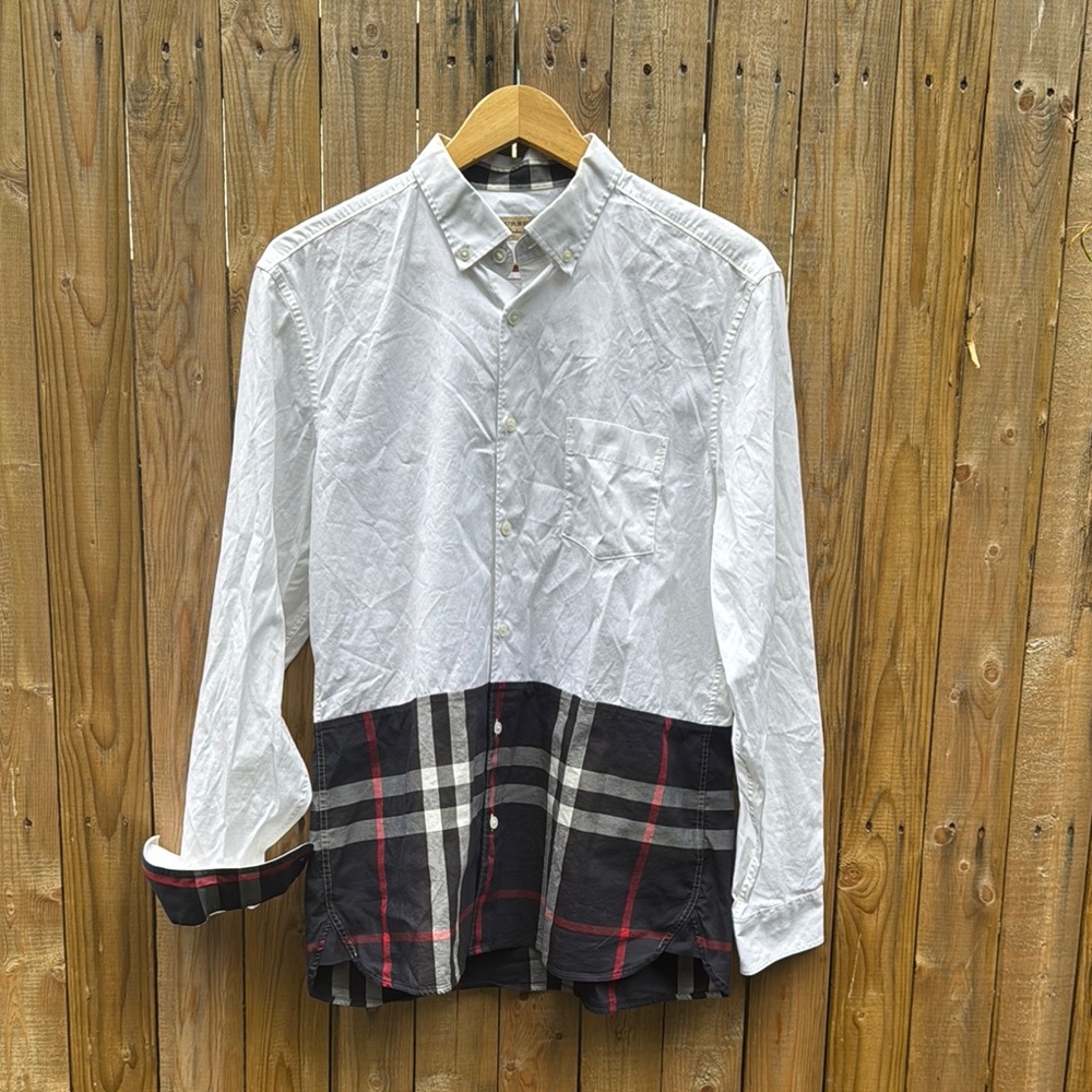 Burberry White and Black Casual Button Down Shirt